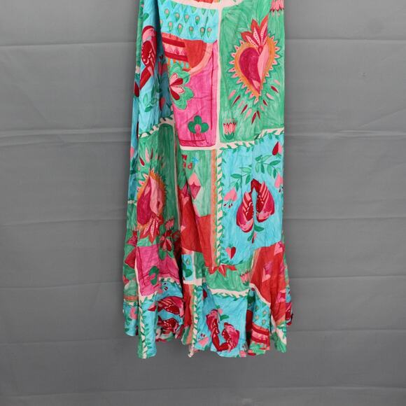 Paper Heart Dress Womens Small Tarot Hearts Maxi Strappy Boho Summer Colorful - Picture 3 of 10